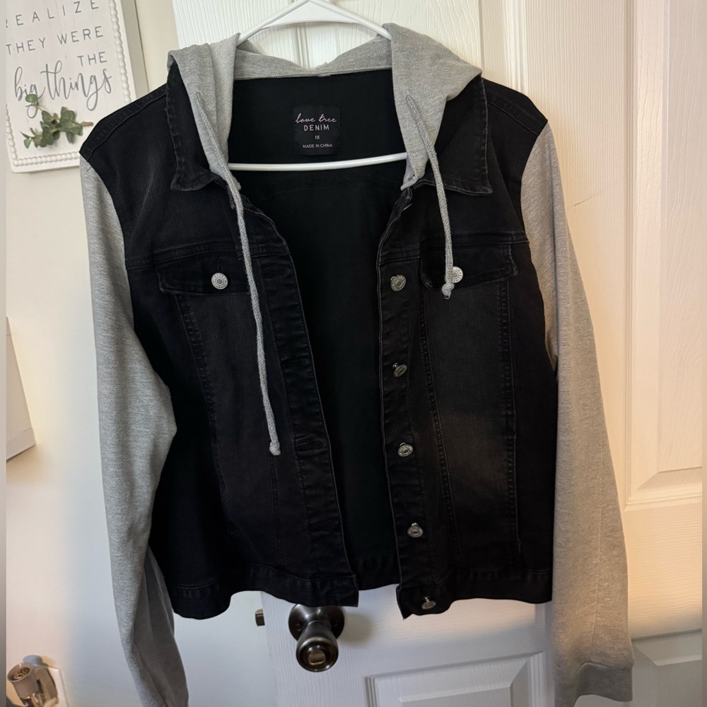 Love Tree Black and Gray Denim Jacket